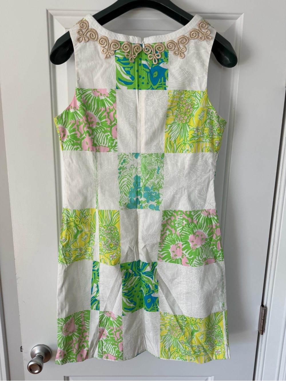 Lilly Pulitzer White Patchwork Floral Dress with Green & Blue Accents - Picture 3 of 4